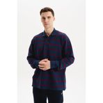 Ar-ma Erkek Polo Yaka Sweatshirt Baskisiz Çizgili Düğmeli Cepsiz Örme Kumaş Büyük Beden%100 Pamuk Ringel Otoman K30554801602 İndigo-İ1