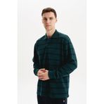 Ar-ma Erkek Polo Yaka Sweatshirt Baskisiz Çizgili Düğmeli Cepsiz Örme Kumaş Büyük Beden%100 Pamuk Ringel Otoman K30554801602 Yeşil-Y10