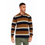 Ar-ma Erkek Polo Yaka Sweatshirt Baskisiz Çizgili Düğmeli Cepsiz Örme Kumaş Regular Fit%95 Pamuk%5 Elastan Ringel Pike K30554953102 Kahverengi-K7