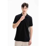 Ar-ma Erkek Polo Yaka Tişört Baskisiz Basic Örme Kumaş Büyük Beden%100 Pamuk 30/1 Çift Toplama Penye Pike Y27374867101 Siyah-S1