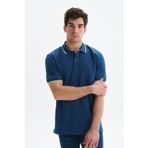 Ar-ma Erkek Polo Yaka Tişört Baskisiz Basic Örme Kumaş Büyük Beden%100 Pamuk 30/1 Çift Toplama Penye Pike Y29374870202 İndigo-İ1