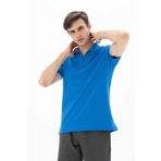 Ar-ma Erkek Polo Yaka Tişört Baskisiz Basic Örme Kumaş Regular Fit%95 Pamuk%5 Likra 30/1 Tek Toplama Licrali Pike Y25374304401 Saks Mavisi-SM1