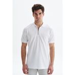 Ar-ma Erkek Polo Yaka Tişört Baskisiz Basic Yaka Fermuarli Örme Kumaş Regular Fit%100 Pamuk 30/1 Çift Toplama Penye Pike Y29374354002 Beyaz-B1