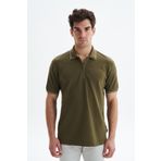 Ar-ma Erkek Polo Yaka Tişört Baskisiz Basic Yaka Fermuarli Örme Kumaş Regular Fit%100 Pamuk 30/1 Çift Toplama Penye Pike Y29374354202 Haki-H1