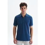 Ar-ma Erkek Polo Yaka Tişört Baskisiz Basic Yaka Fermuarli Örme Kumaş Regular Fit%100 Pamuk 30/1 Çift Toplama Penye Pike Y29374354202 İndigo-İ1