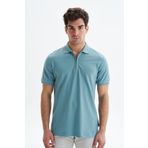Ar-ma Erkek Polo Yaka Tişört Baskisiz Basic Yaka Fermuarli Örme Kumaş Regular Fit%100 Pamuk 30/1 Çift Toplama Penye Pike Y29374354202 Mavi-M24