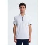 Ar-ma Erkek Polo Yaka Tişört Baskisiz Basic Yaka Fermuarli Örme Kumaş Regular Fit%95 Pamuk%5 Likra 30/1 Tek Toplama Licrali Pike Y27374307401 Beyaz-B1