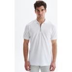 Ar-ma Erkek Polo Yaka Tişört Baskisiz Basic Yaka Fermuarli Regular Fit Çift Toplama Penye Pike Y29374354002 - Beyaz