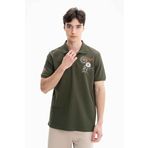 Ar-ma Erkek Polo Yaka Tişört Yazi Baskili Örme Kumaş Büyük Beden%100 Pamuk 30/1 Çift Toplama Penye Pike Y27374867201 Haki-H1