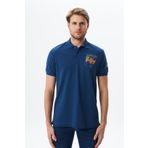 Ar-ma Erkek Polo Yaka Tişört Yazi Baskili Örme Kumaş Regular Fit%100 Pamuk 30/1 Çift Toplama Penye Pike Y29374356202 İndigo-İ1