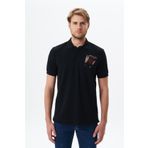 Ar-ma Erkek Polo Yaka Tişört Yazi Baskili Örme Kumaş Regular Fit%100 Pamuk 30/1 Çift Toplama Penye Pike Y29374356202 Siyah-S1