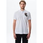 Ar-ma Erkek Polo Yaka Tişört Yazi Baskili Regular Fit Çift Toplama Penye Pike Y29374355802 - Beyaz - XL