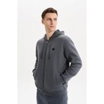 Ar-ma Erkek Tam Fermuar Sweatshirt Basic Baskisiz Kapşonlu Fleto Cepli Örme Kumaş Büyük Beden%70 Pamuk%30 Polyester 30/1 Şardonlu Üç İplik K30324801502 Gri-G3