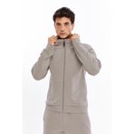 Ar-ma Erkek Tam Fermuar Sweatshirt Baskisiz Basic Fleto Fermuar Cepli Dik Yaka Örme Kumaş Slim Fit%80 Pamuk%14 Polyester%6 Elastan Scuba İnterlok K30324989802 Gri-Bej G8