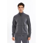 Ar-ma Erkek Tam Fermuar Sweatshirt Baskisiz Basic Fleto Fermuar Cepli Dik Yaka Örme Kumaş Slim Fit%80 Pamuk%14 Polyester%6 Elastan Scuba İnterlok K30324989802 Gri-G3