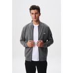 Ar-ma Erkek Tam Fermuar Sweatshirt Baskisiz Basic Kanguru Fermuar Cepli Sol Kol Fermuar Cep Dik Yaka Örme Kumaş Slim Fit%80 Pamuk%14 Polyester%6 Elastan Scuba İnterlok K28324988301 Gri-G10