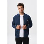 Ar-ma Erkek Tam Fermuar Sweatshirt Baskisiz Basic Kanguru Fermuar Cepli Sol Kol Fermuar Cep Dik Yaka Örme Kumaş Slim Fit%80 Pamuk%14 Polyester%6 Elastan Scuba İnterlok K28324988301 İndigo-İ1