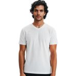 Ar-ma Erkek V Yaka Tişört Baskisiz Basic Örme Kumaş Regular Fit%100 Pamuk 30/1 Penye Süprem Y31364408102 Beyaz-B1