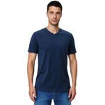 Ar-ma Erkek V Yaka Tişört Baskisiz Basic Örme Kumaş Regular Fit%47 Modal%47 Pamuk%6 Likra 30/1 Penye Modal Full Likra Süprem Y31344473102 Lacivert-L1