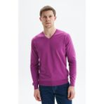 Ar-ma Erkek V Yaka Triko Basic Baskisiz Cepsiz Slim Fit Pima Pima K9KRO0852 - Mor