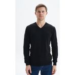 Ar-ma Erkek V Yaka Triko Basic Baskisiz Cepsiz Slim Fit Pima Pima K9KRO0852 - Siyah
