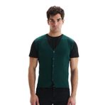 Ar-ma Erkek V Yaka Triko Yelek Slim Fit%100 Pamuk Pima Cotton Düğmeli Basic K9KRO0853 Yeşil-Y1