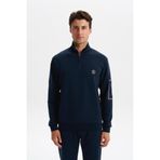 Ar-ma Erkek Yarim Fermuar Sweatshirt Baskisiz Basic Sol Kol Fermuar Cepli Örme Kumaş Slim Fit%80 Pamuk%14 Polyester%6 Elastan Scuba İnterlok K30404685702 Lacivert-L1