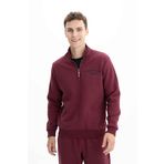 Ar-ma Erkek Yarim Fermuar Sweatshirt Yazi Baskili Cepsiz Örme Kumaş Büyük Beden%70 Pamuk%30 Polyester 30/1 Şardonlu Üç İplik K26544801201 Kırmızı-K3