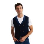 Ar-ma Erkek Yelek Slim Fit Kısa Kollu Örme Likralı Pike%90 Akrilik%10 Wool K0YYO0857 Lacivert-L7