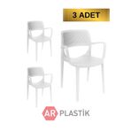 AR PLASTİK Barbi Model Kollu Sandalye, Bahçe, Mutfak, Kafe, Balkon Sandalyesi 3 ADET