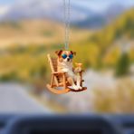 Araba Ayna Süsü, Araba Süsü, Çanta Aksesuarı - Keyifli Köpek - Pleksi Malzeme, UV Baskılı - 036