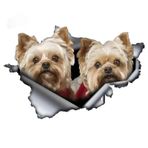 Araba çıkartması Yorkshire Terrier çifti çıkartması 18 cm (7,1 inç) Yorkshire Terrier Pair Car Sticker komik 3D yırtık araba çıkartması tampon yansıtıcı çıkartma su geçirmez komik dekor