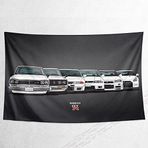 Araba duvar halısı araba duvar halısı GTR çıkartması GTR kumaş poster goblen erkekler için, 200L x 135W cm