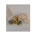 Araba Modelli 2 Parça ip Geçirmeli Ve Renkli Ahşap Puzzle