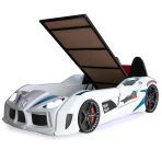 Arabalı Yatak, Audi Bazalı Kapıları Açılabilen Koltuklu Full Ledli Arabalı Yatak - Beyaz
