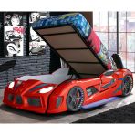 Arabalı Yatak, Audi Bazalı Kapıları Açılabilen Koltuklu Full Ledli Arabalı Yatak Kırmızı