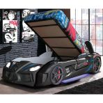 Arabalı Yatak, Audi Bazalı Kapıları Açılabilen Koltuklu Full Ledli Arabalı Yatak Siyah