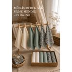 Arabamakss 6'lı Set %100 Pamuk Müslin Bebek Ağız Silme Mendili -20x20 cm