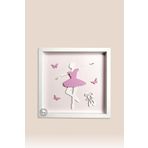 Arabesque Balerin Temalı Katmanlı Mdf - Çocuk ve Bebek Odası Duvar Tablosu 33x33x2.5 Cm
