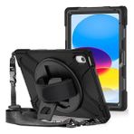 Arabulalaca Ipad Air 4. Nesil 10.9 Kılıf Shockproof 3 Katmanlı Standlı Zırh Kılıf Kalem Yerl Siyah