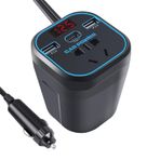Araç Güç İnvertörü - Dizüstü Bilgisayar Şarjı için Araç İnvertörü | Araç Güç Çevirici DC 12V24V 220V AC Araç Şarj Cihazı 2 USB 1 Tip C Bağlantı Noktası Araç Adaptörü için Fiş Çıkışı Honhoha
