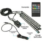 Arac Ici Aydinlatma Ayak Alti Led Muzige Sese Duyarli Kumandali Rgb Aydinlatma Cakmak Girisli 12V