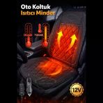 Araç İçi Koltuk Isıtıcısı Oto Isıtmalı Koltuk Minderi Çakmaklık Girişli Isı Ayarlı Tak Çalıştır Siyah 12V 1 Adet