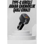 Araç Içi Şarj Cihazı 38W Güç Kapasiteli Type-C Girişli Araba Çakmaklık - Çok Renkli