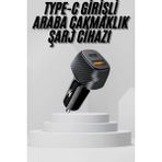 Araç Içi Şarj Cihazı 38W Güç Kapasiteli Type-C Girişli Araba Çakmaklık