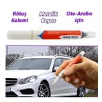 Araç Oto Rötuş Kalemi 5 Ml Kaporta Tampon Çizik Giderici Fırça Metalik Beyaz Renk Boya Kalemi