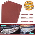 Arac Otomotiv Far Temizle Parlatma Ince Kalin Kum Su Zimpara Kagit Set 1000-2000-3000 Kum (10 Adet)
