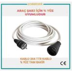Arac Şarjı Için (25-50 Metre Arasi) 3x2.5 Ttr Ünal Kablo Tam Bakir Uzatma Seyyar Kablo Tüm Araçlara Birebir Uyumludur