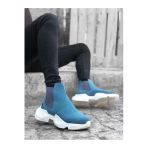 Aradım Taradım BA0444 Bağcıksız Rahat Yüksek Taban Mavi Erkek Spor Yarım Bilek Bot
