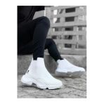 Aradimtaradim Ba0444 Bağcıksız Rahat Yüksek Taban Beyaz Erkek Spor Yarım Bilek Bot